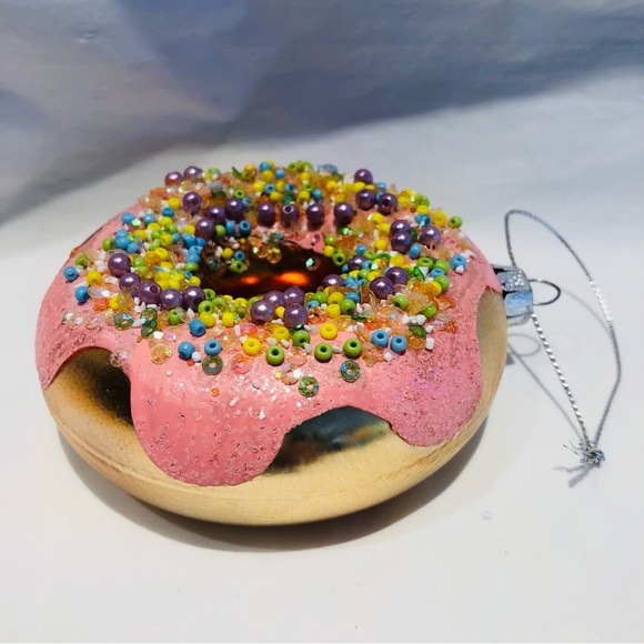 3 GLASS ORNAMENTS / Muffin Doughnut Pie / Baked Good Bakery / Christmas - Picture 12 of 12